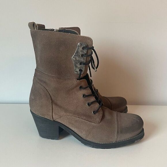 Diesel Taupe/Dark Tan Leather Combat & Moto Boots made in Portugal. - Picture 1 of 7